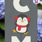 Penguin Red - Vertical Sign Swappable By Printhaws Creations, 3D Accent (Approx. 8 × 8 in)