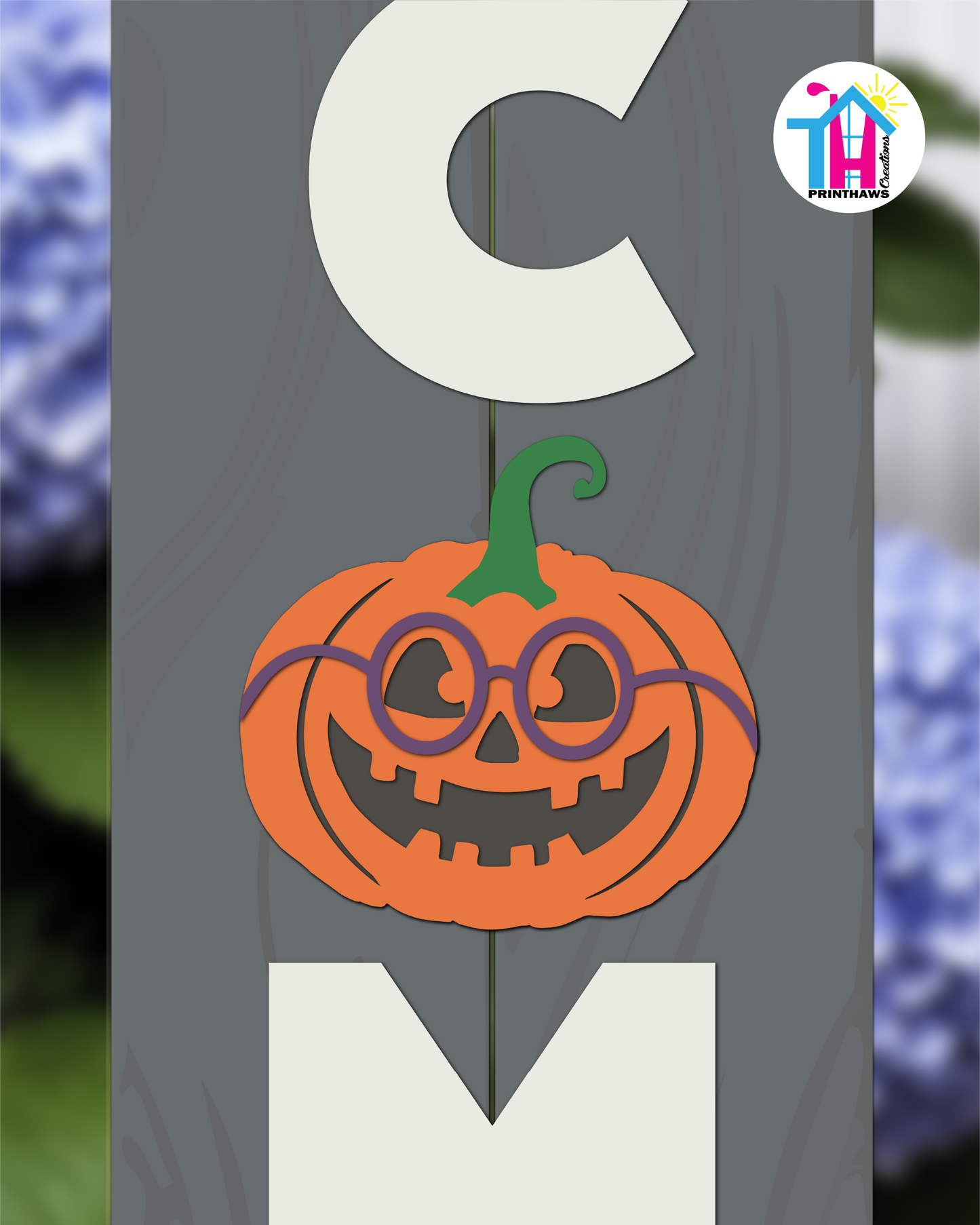 Pumpkin - Vertical Sign Swappable By Printhaws Creations, 3D Accent (Approx. 8 × 8 in)