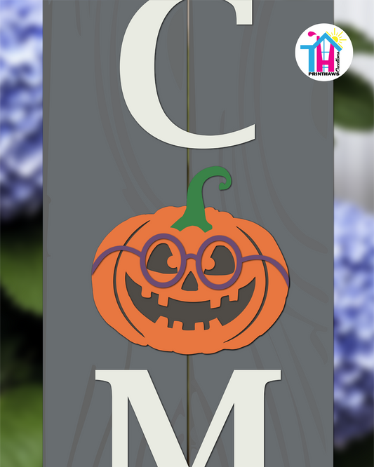 Pumpkin - Vertical Sign Swappable By Printhaws Creations, 3D Accent (Approx. 8 × 8 in)