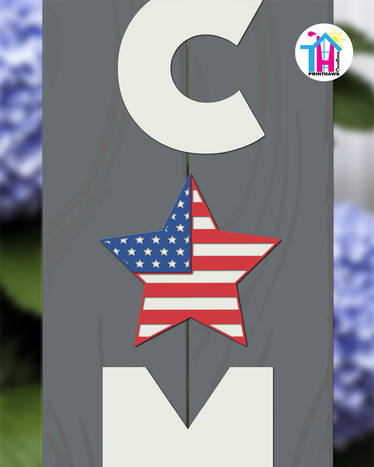 Star Flag - Vertical Sign Swappable By Printhaws Creations, 3D Accent (Approx. 8 × 8 in)