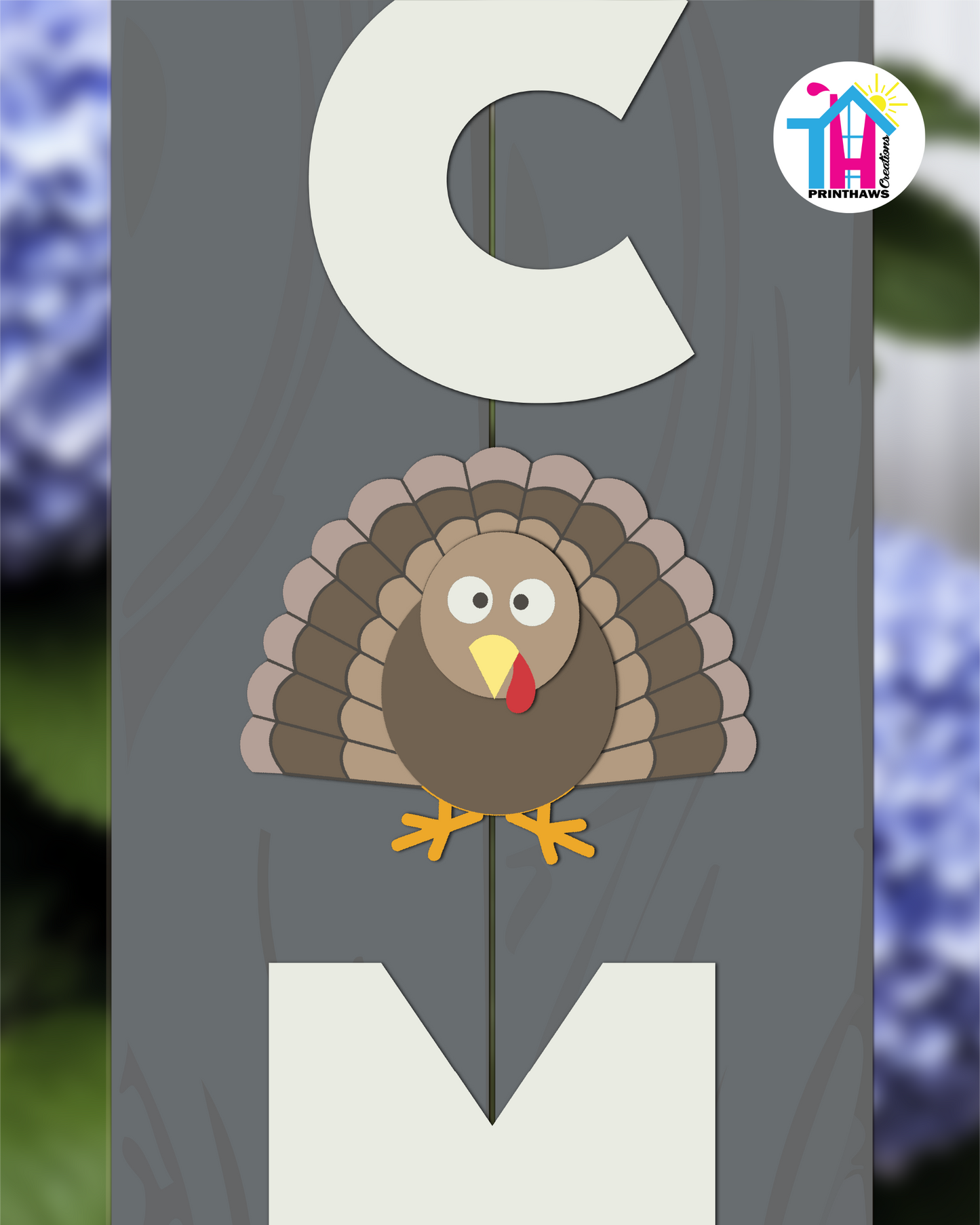Turkey - Vertical Sign Swappable By Printhaws Creations, 3D Accent (Approx. 8 × 8 in)