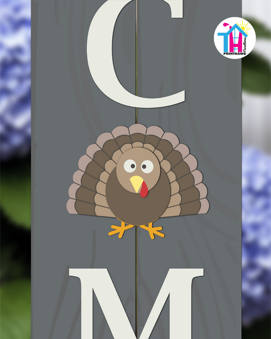 Turkey - Vertical Sign Swappable By Printhaws Creations, 3D Accent (Approx. 8 × 8 in)