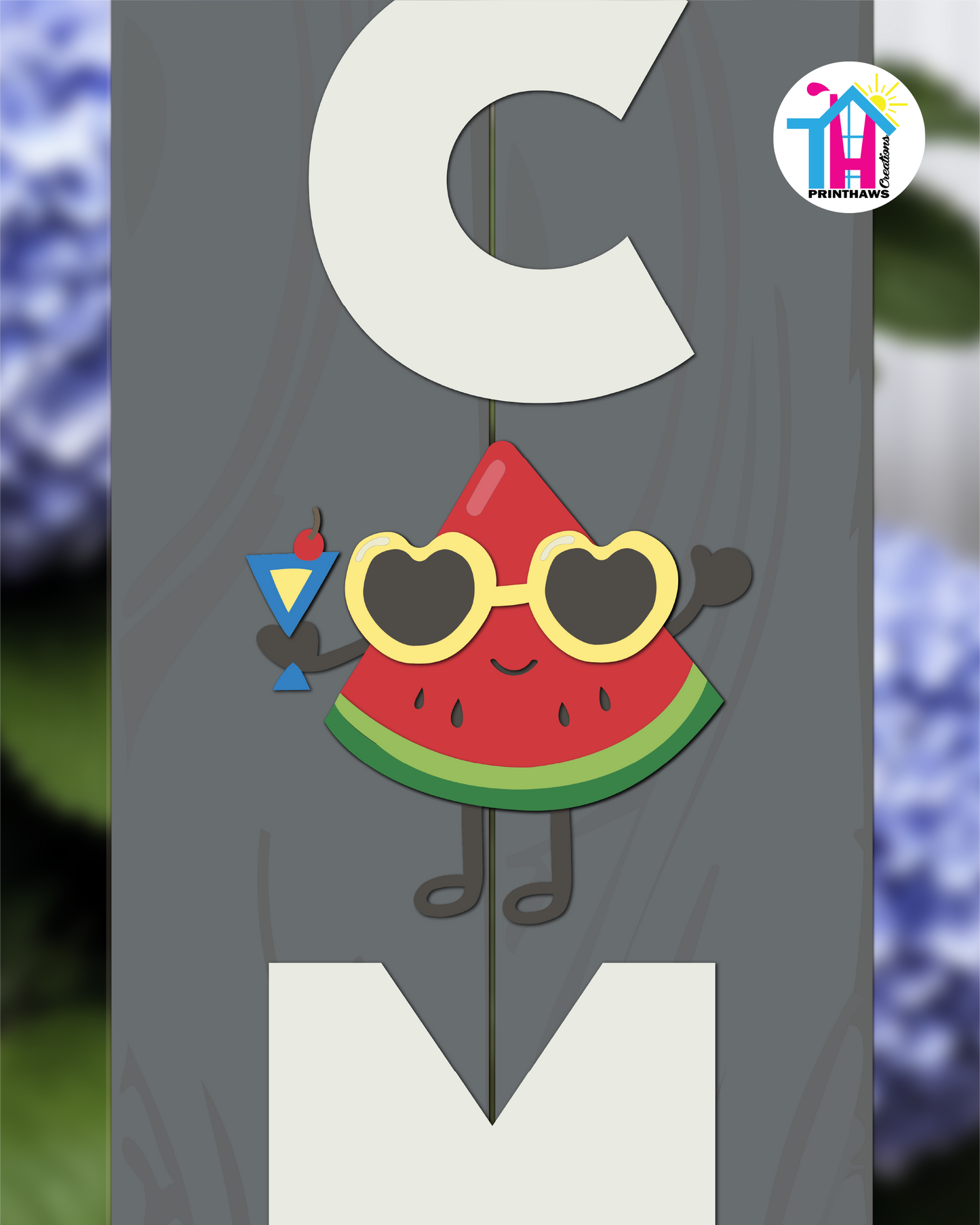Watermelon - Vertical Sign Swappable By Printhaws Creations, 3D Accent (Approx. 8 × 8 in)