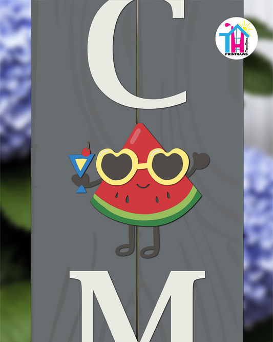 Watermelon - Vertical Sign Swappable By Printhaws Creations, 3D Accent (Approx. 8 × 8 in)