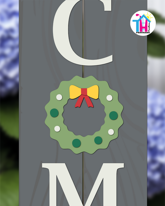Wreath - Vertical Sign Swappable By Printhaws Creations, 3D Accent (Approx. 8 × 8 in)