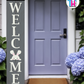 WELCOME - Vertical Sign Base (Transitional Font, Gray Base) By Printhaws Creations, Wooden Porch Sign (Approx. 6 ft x 1 ft)