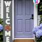 WELCOME - Vertical Sign Base (Block Font, Gray Base) By Printhaws Creations, Wooden Porch Sign (Approx. 6 ft x 1 ft)