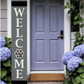 WELCOME - Vertical Sign Base (Transitional Font, Gray Base) By Printhaws Creations, Wooden Porch Sign (Approx. 6 ft x 1 ft)