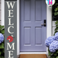 WELCOME - Vertical Sign Base (Transitional Font, Gray Base) By Printhaws Creations, Wooden Porch Sign (Approx. 6 ft x 1 ft)