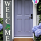 WELCOME - Vertical Sign Base (Transitional Font, Gray Base) By Printhaws Creations, Wooden Porch Sign (Approx. 6 ft x 1 ft)