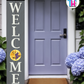 WELCOME - Vertical Sign Base (Transitional Font, Gray Base) By Printhaws Creations, Wooden Porch Sign (Approx. 6 ft x 1 ft)