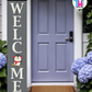WELCOME - Vertical Sign Base (Transitional Font, Gray Base) By Printhaws Creations, Wooden Porch Sign (Approx. 6 ft x 1 ft)