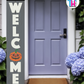 WELCOME - Vertical Sign Base (Block Font, Gray Base) By Printhaws Creations, Wooden Porch Sign (Approx. 6 ft x 1 ft)