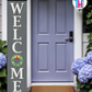 WELCOME - Vertical Sign Base (Transitional Font, Gray Base) By Printhaws Creations, Wooden Porch Sign (Approx. 6 ft x 1 ft)