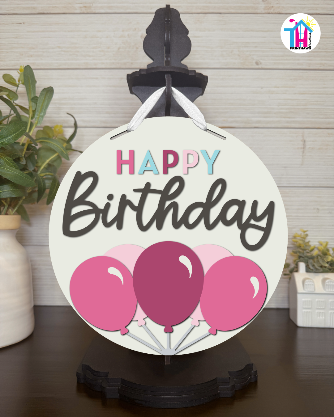 Candy Pop - Birthday Tabletop Decor By Printhaws Creations, 10" Round Wooden Shelf Sign, Layered Hand-Painted Home Decor