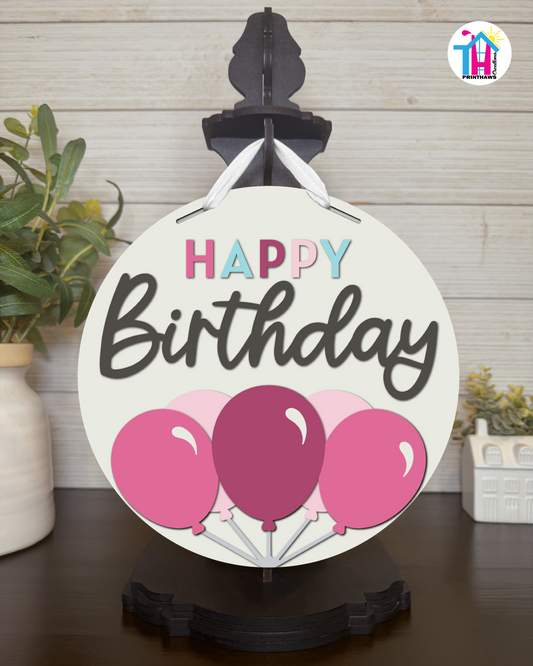 Candy Pop - Birthday Tabletop Decor By Printhaws Creations, 10" Round Wooden Shelf Sign, Layered Hand-Painted Home Decor