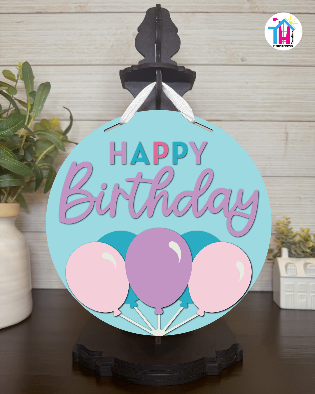Dream Frost - Birthday Tabletop Decor By Printhaws Creations, 10" Round Wooden Shelf Sign, Layered Hand-Painted Home Decor