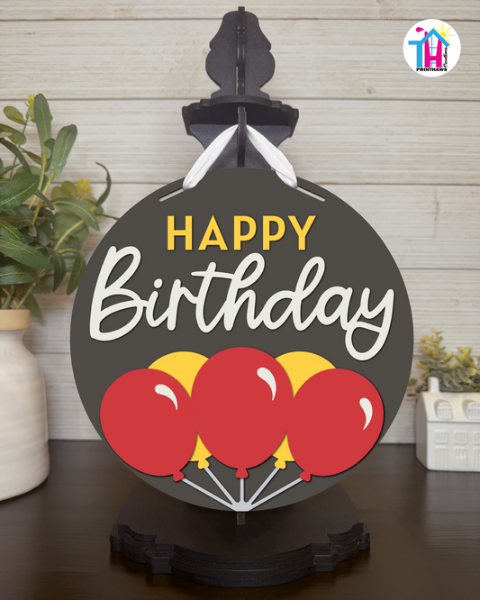 Turbo Cheer - Birthday Tabletop Decor By Printhaws Creations, 10" Round Wooden Shelf Sign, Layered Hand-Painted Home Decor