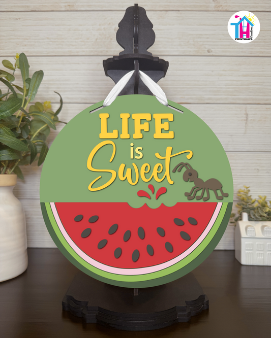 Ant - Summer Tabletop Decor By Printhaws Creations, 10" Round Wooden Shelf Sign, Layered Hand-Painted Home Decor