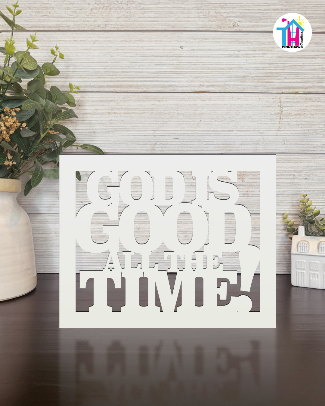 God Is Good - Faith Silhouette Versatile Decor By Printhaws Creations, Laser-Cut Wooden Tabletop or Wall Sign, Open-Cut Christian Home Decor