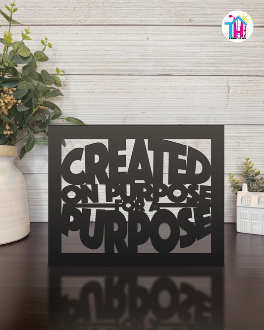 On Purpose - Faith Silhouette Versatile Decor By Printhaws Creations, Laser-Cut Wooden Tabletop or Wall Sign, Open-Cut Christian Home Decor