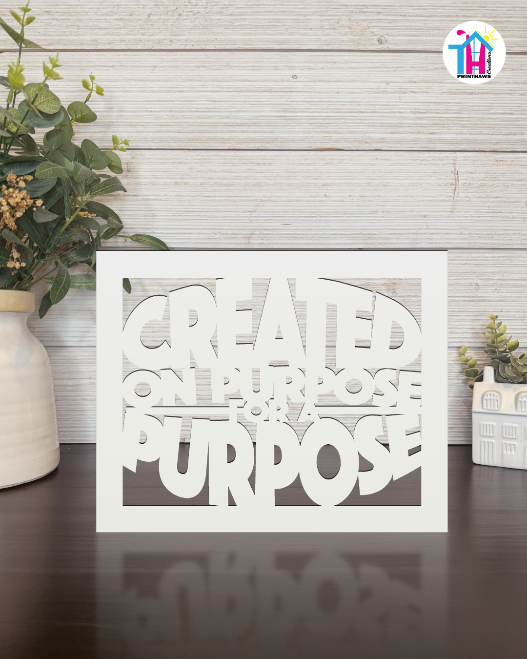 On Purpose - Faith Silhouette Versatile Decor By Printhaws Creations, Laser-Cut Wooden Tabletop or Wall Sign, Open-Cut Christian Home Decor