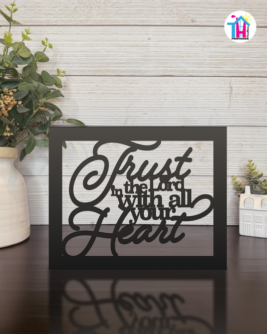Trust In The Lord - Faith Silhouette Versatile Decor By Printhaws Creations, Laser-Cut Wooden Tabletop or Wall Sign, Open-Cut Christian Home Decor