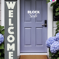 WELCOME - Vertical Sign Base (Block Font, Gray Base) By Printhaws Creations, Wooden Porch Sign (Approx. 6 ft x 1 ft)