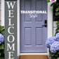 WELCOME - Vertical Sign Base (Transitional Font, Gray Base) By Printhaws Creations, Wooden Porch Sign (Approx. 6 ft x 1 ft)